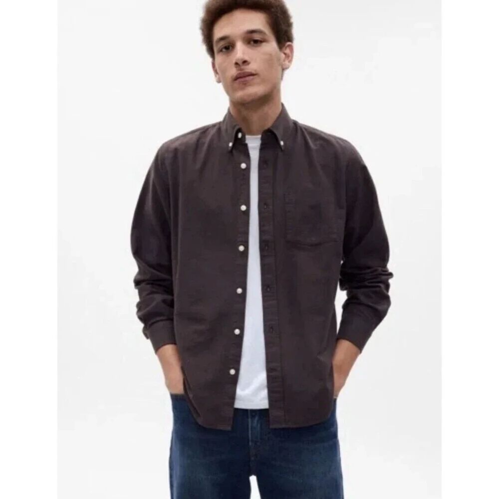 Gap Men's Long Sleeve Shirt Deep Grape Standard Fit Stretch Size XS NWT - Picture 8 of 8